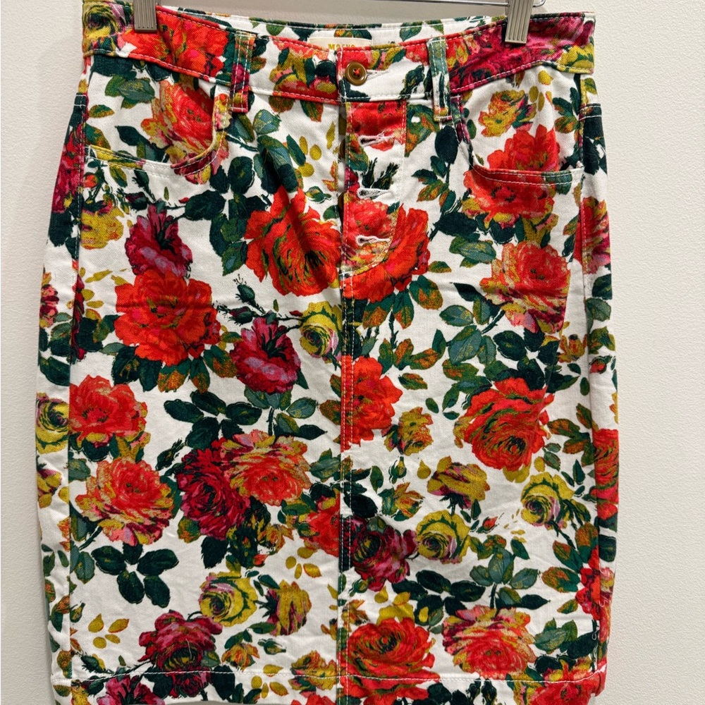 Anthropologie Maeve Floral Pencil Skirt - Red, Green, Yellow